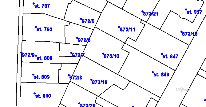 Parcela st. 873/10 v KÚ Čáslav, Katastrální mapa