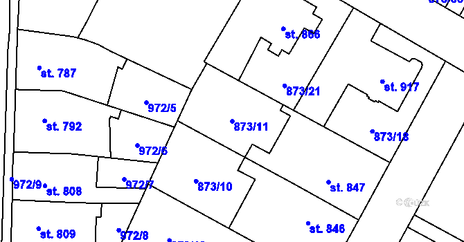 Parcela st. 873/11 v KÚ Čáslav, Katastrální mapa