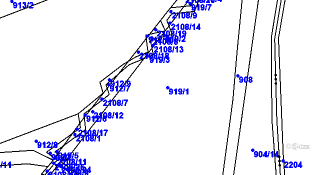 Parcela st. 919/1 v KÚ Čáslav, Katastrální mapa