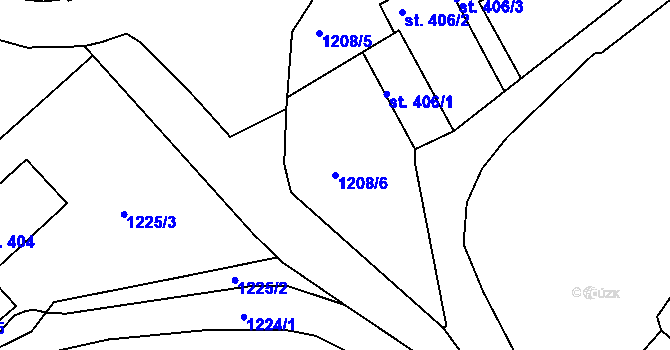 Parcela st. 1208/6 v KÚ Čáslav, Katastrální mapa