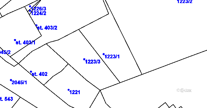 Parcela st. 1223/1 v KÚ Čáslav, Katastrální mapa