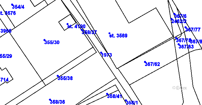Parcela st. 1973 v KÚ Čáslav, Katastrální mapa