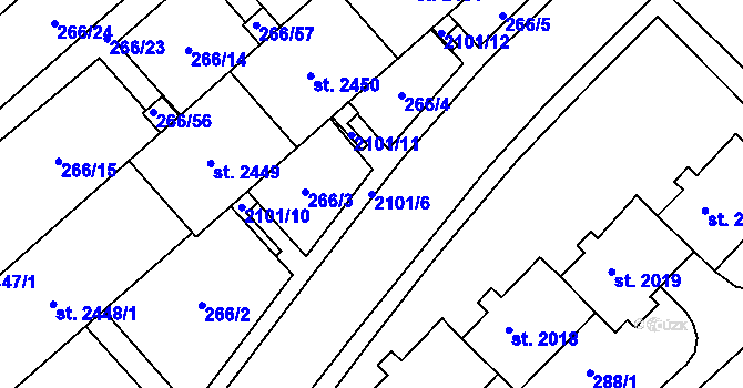 Parcela st. 2101/6 v KÚ Čáslav, Katastrální mapa