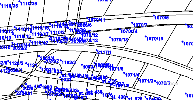 Parcela st. 2117/1 v KÚ Čáslav, Katastrální mapa