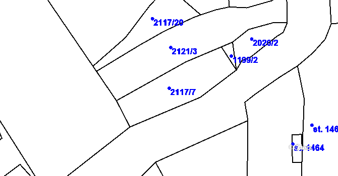 Parcela st. 2117/7 v KÚ Čáslav, Katastrální mapa