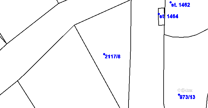 Parcela st. 2117/8 v KÚ Čáslav, Katastrální mapa