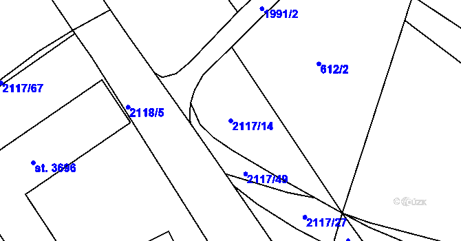 Parcela st. 2117/14 v KÚ Čáslav, Katastrální mapa