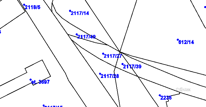 Parcela st. 2117/27 v KÚ Čáslav, Katastrální mapa