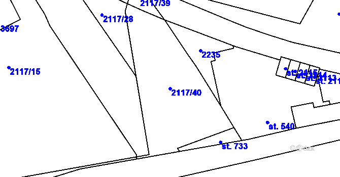 Parcela st. 2117/40 v KÚ Čáslav, Katastrální mapa