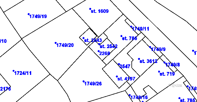 Parcela st. 2268 v KÚ Čáslav, Katastrální mapa