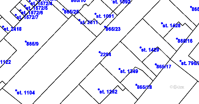 Parcela st. 2294 v KÚ Čáslav, Katastrální mapa