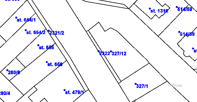 Parcela st. 2322 v KÚ Čáslav, Katastrální mapa