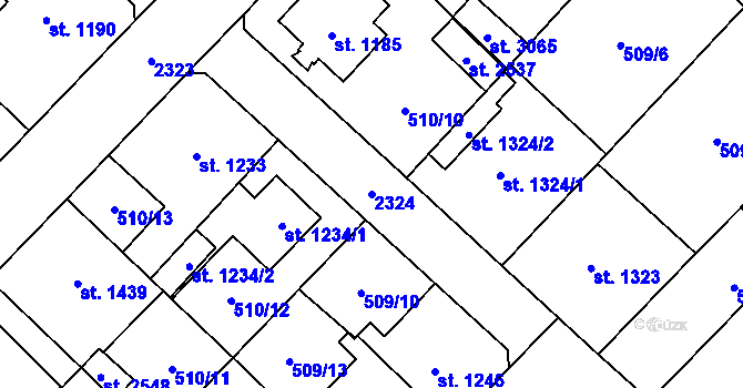 Parcela st. 2324 v KÚ Čáslav, Katastrální mapa