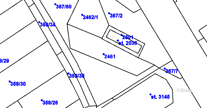 Parcela st. 2461 v KÚ Čáslav, Katastrální mapa