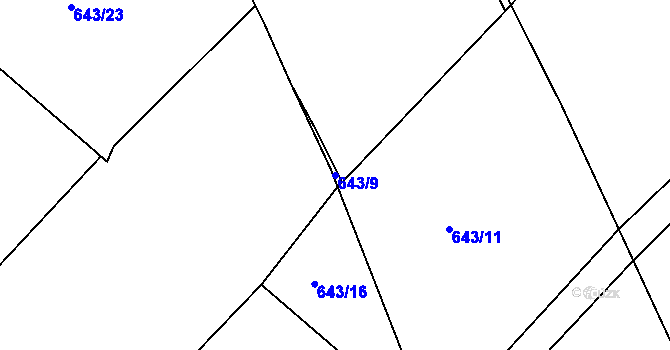 Parcela st. 643/9 v KÚ Čáslav, Katastrální mapa