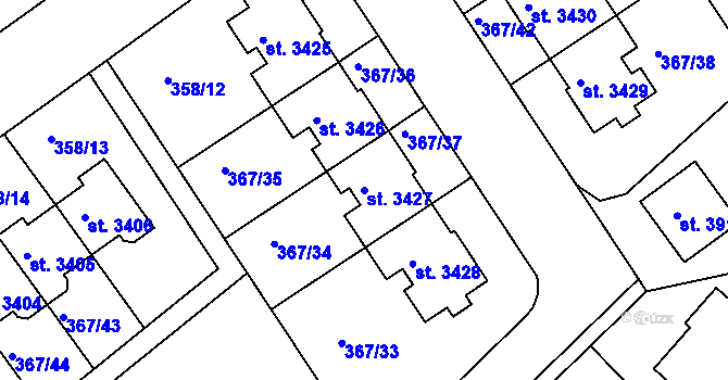 Parcela st. 3427 v KÚ Čáslav, Katastrální mapa