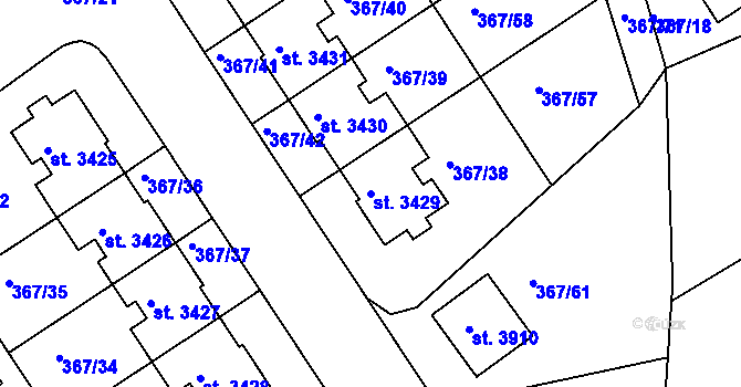 Parcela st. 3429 v KÚ Čáslav, Katastrální mapa