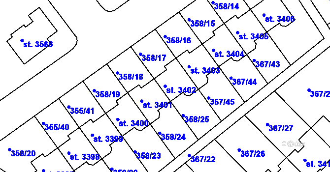 Parcela st. 3402 v KÚ Čáslav, Katastrální mapa