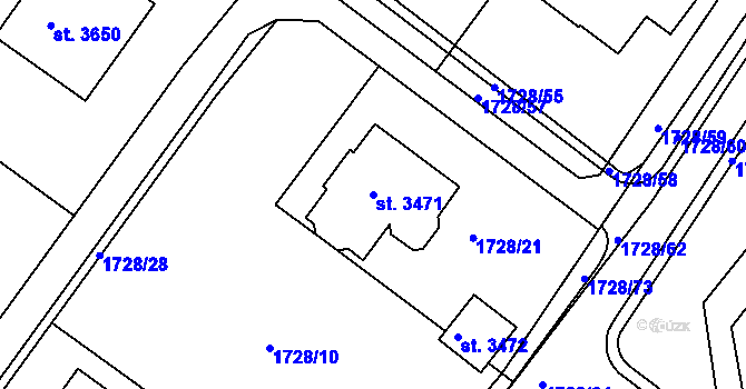 Parcela st. 3471 v KÚ Čáslav, Katastrální mapa