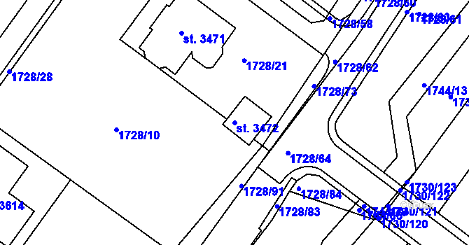 Parcela st. 3472 v KÚ Čáslav, Katastrální mapa