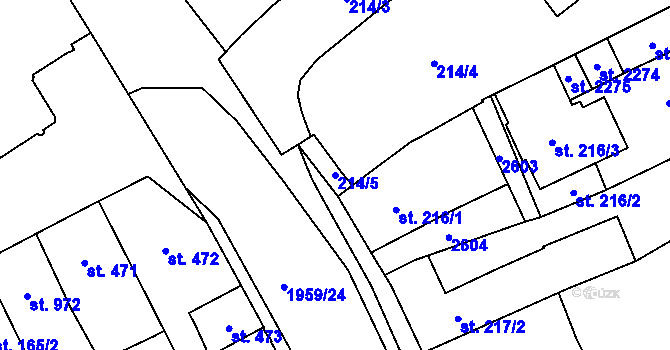Parcela st. 214/5 v KÚ Čáslav, Katastrální mapa