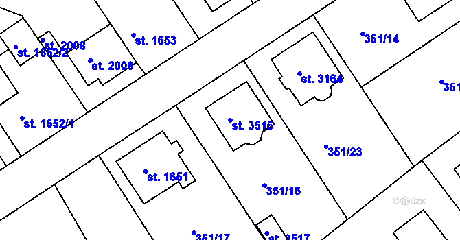 Parcela st. 3516 v KÚ Čáslav, Katastrální mapa