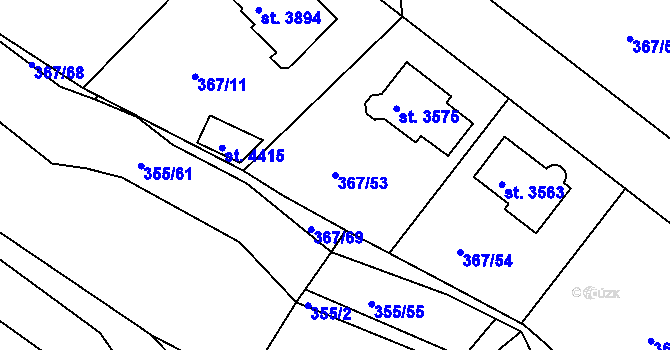 Parcela st. 367/53 v KÚ Čáslav, Katastrální mapa