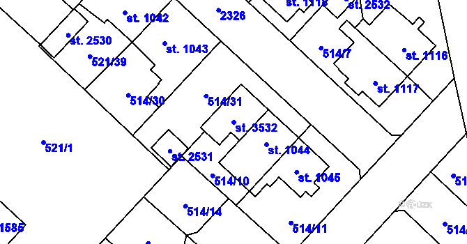 Parcela st. 3532 v KÚ Čáslav, Katastrální mapa