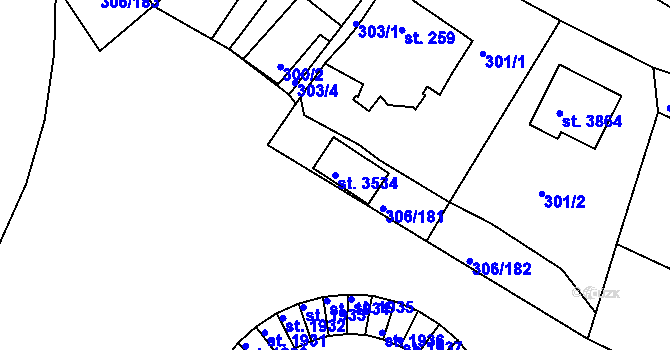 Parcela st. 3534 v KÚ Čáslav, Katastrální mapa