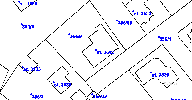 Parcela st. 3542 v KÚ Čáslav, Katastrální mapa
