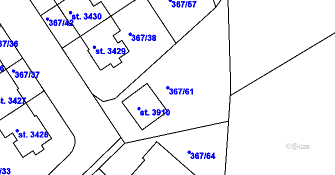Parcela st. 367/61 v KÚ Čáslav, Katastrální mapa