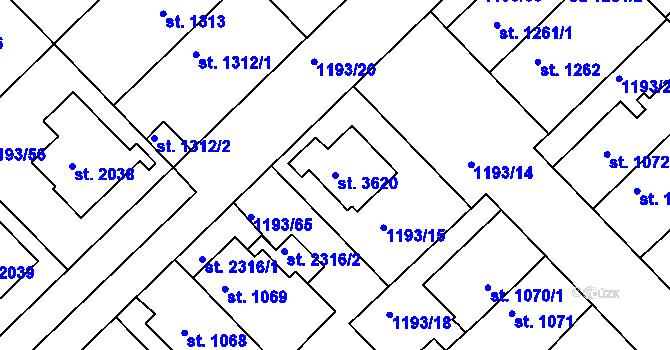 Parcela st. 3620 v KÚ Čáslav, Katastrální mapa