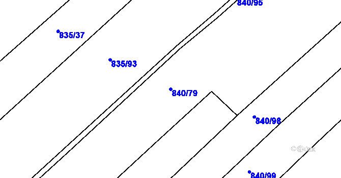 Parcela st. 840/79 v KÚ Čáslav, Katastrální mapa