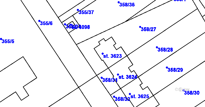 Parcela st. 3623 v KÚ Čáslav, Katastrální mapa