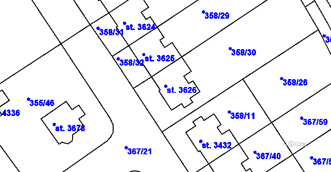Parcela st. 3626 v KÚ Čáslav, Katastrální mapa