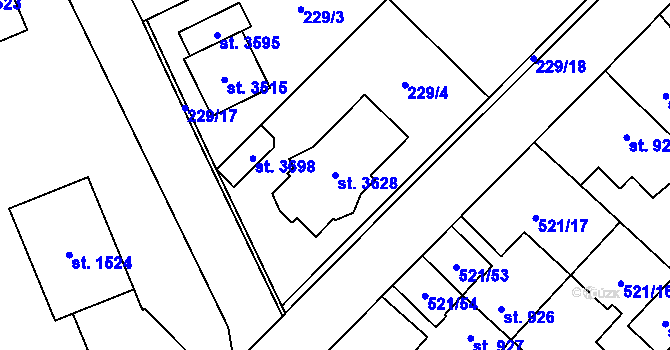 Parcela st. 3628 v KÚ Čáslav, Katastrální mapa