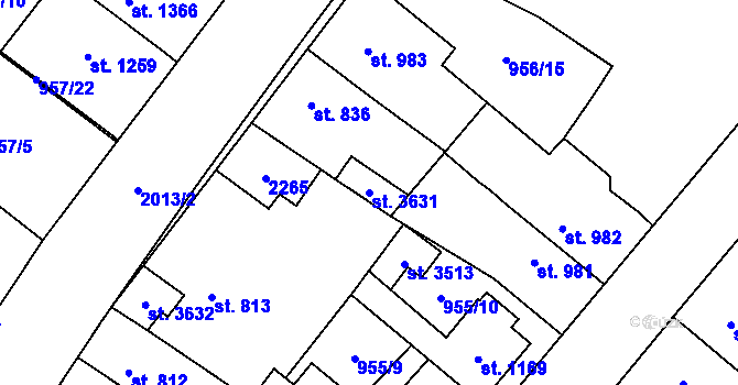 Parcela st. 3631 v KÚ Čáslav, Katastrální mapa