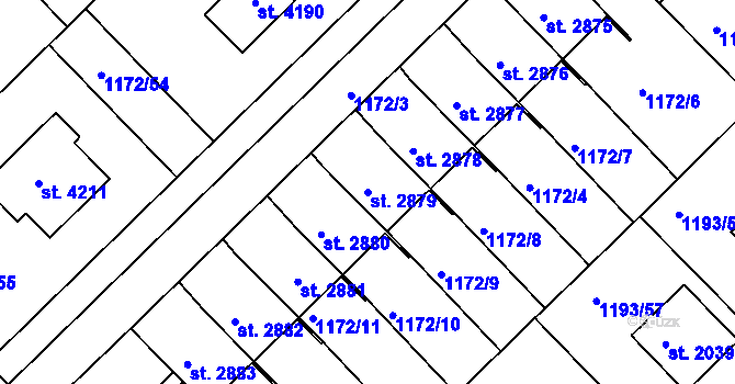 Parcela st. 2879 v KÚ Čáslav, Katastrální mapa