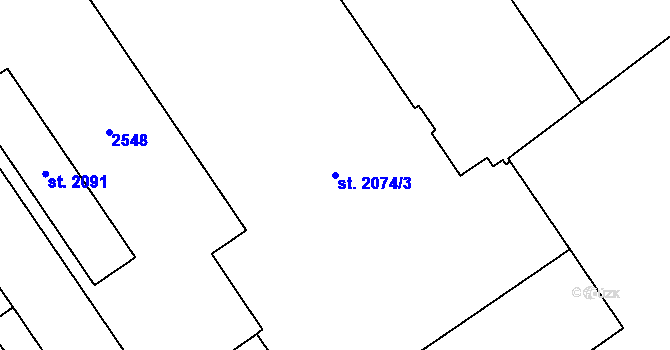 Parcela st. 2074/3 v KÚ Čáslav, Katastrální mapa