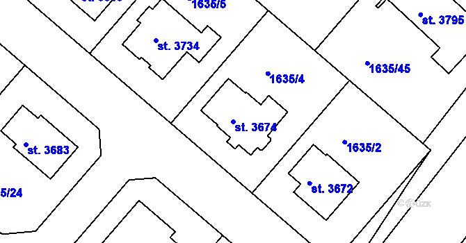 Parcela st. 3674 v KÚ Čáslav, Katastrální mapa