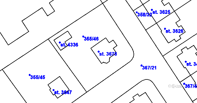 Parcela st. 3678 v KÚ Čáslav, Katastrální mapa