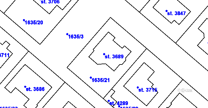 Parcela st. 3689 v KÚ Čáslav, Katastrální mapa