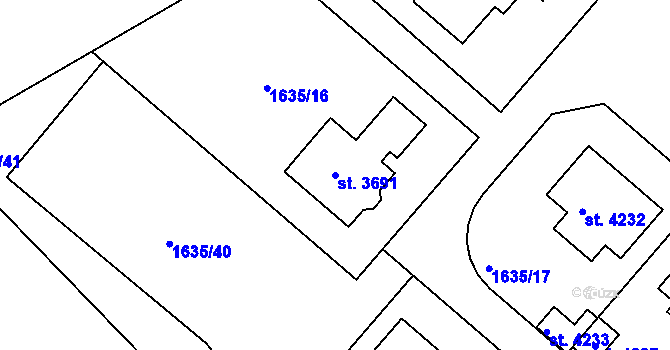 Parcela st. 3691 v KÚ Čáslav, Katastrální mapa