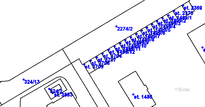 Parcela st. 3704 v KÚ Čáslav, Katastrální mapa