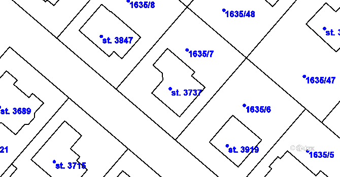 Parcela st. 3737 v KÚ Čáslav, Katastrální mapa