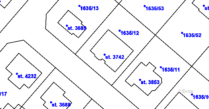 Parcela st. 3742 v KÚ Čáslav, Katastrální mapa