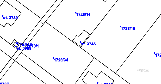 Parcela st. 3745 v KÚ Čáslav, Katastrální mapa