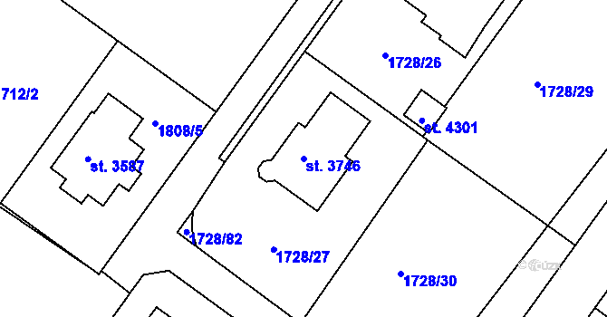 Parcela st. 3746 v KÚ Čáslav, Katastrální mapa
