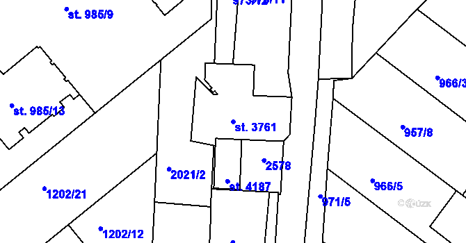 Parcela st. 3761 v KÚ Čáslav, Katastrální mapa