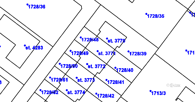 Parcela st. 3771 v KÚ Čáslav, Katastrální mapa